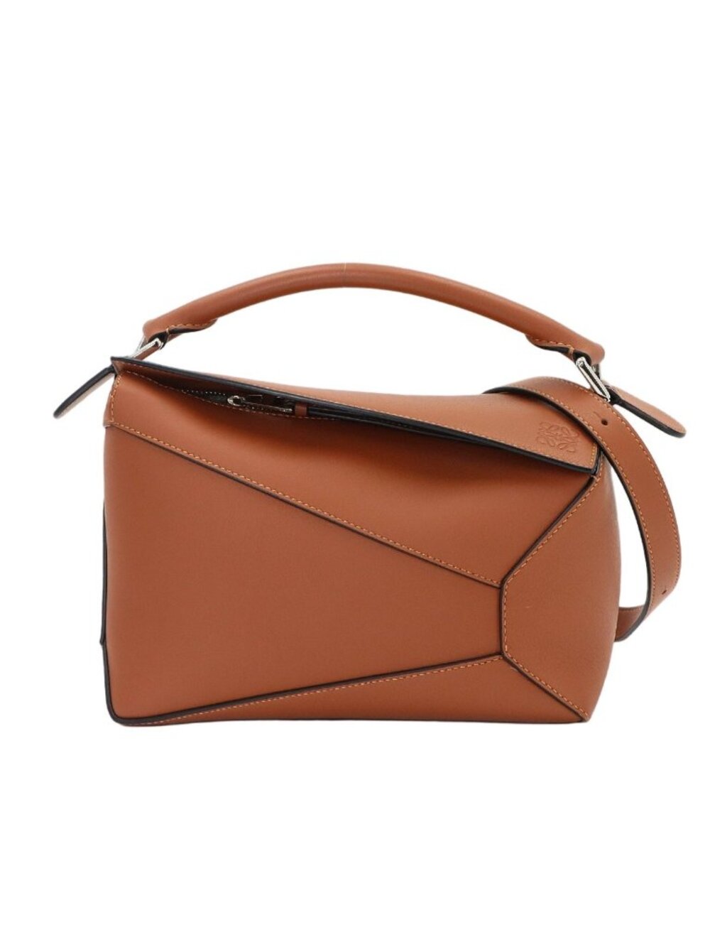 Loewe Puzzle Bag Small 2-Way Bag Leather Tan Brown Silver